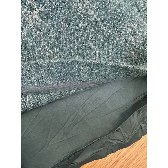 Vintage Green Wool Blend Skirt Pleated Midi Metallic Floral Embroidered size 10 - Picture 8 of 8